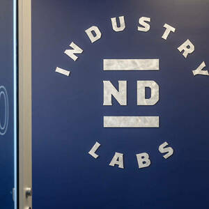 iNDustry Labs logo at entrance