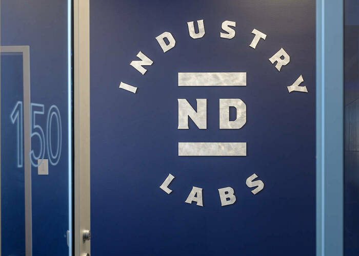 iNDustry Labs logo at entrance